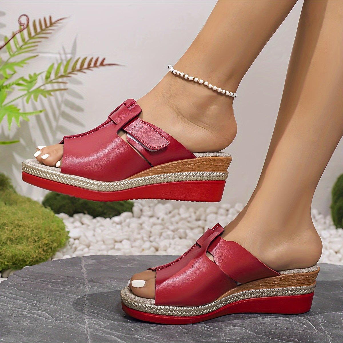 Layla | Women's Open-Toe Wedge Platform Comfortable Sandals Hook-Loop Strap