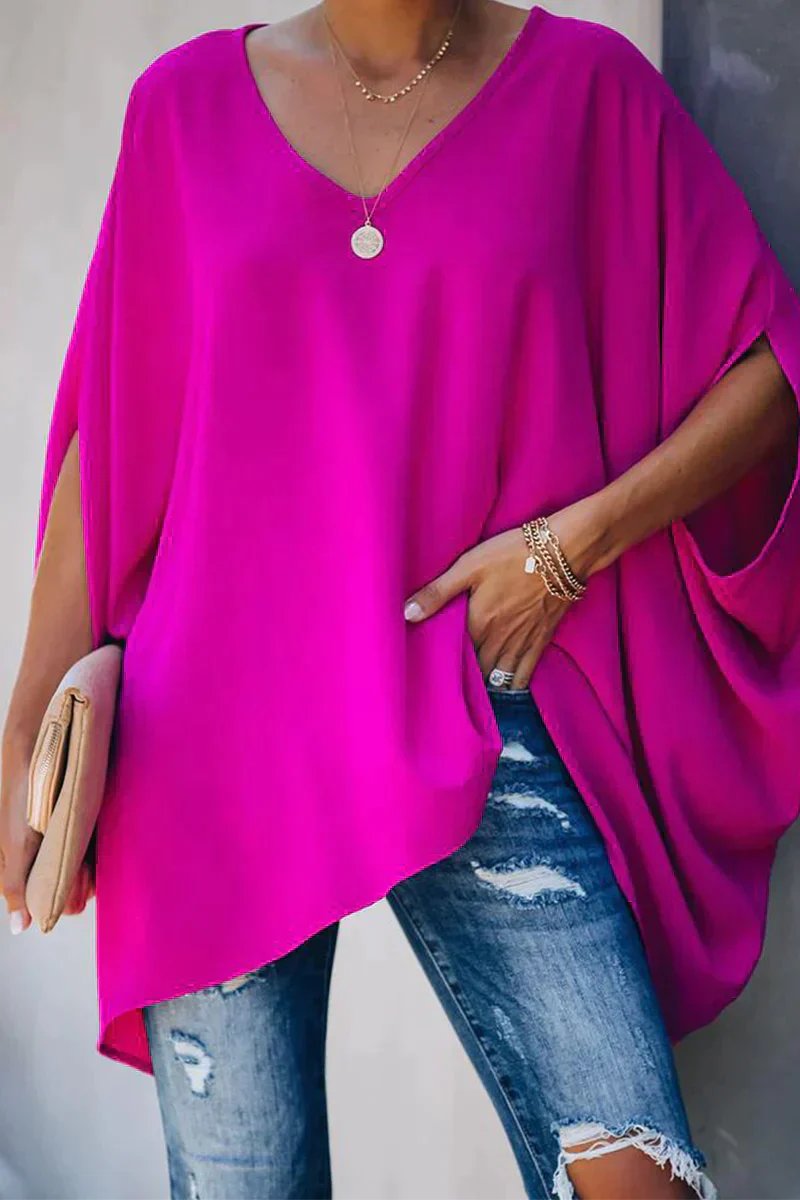 Madison | Women's Oversized Batwing-Sleeve V-Neck Tunic Top