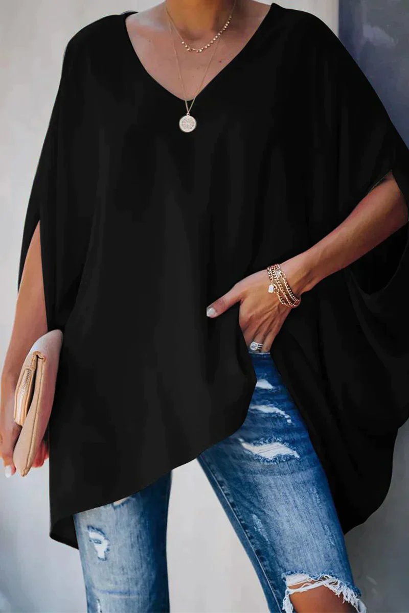 Madison | Women's Oversized Batwing-Sleeve V-Neck Tunic Top
