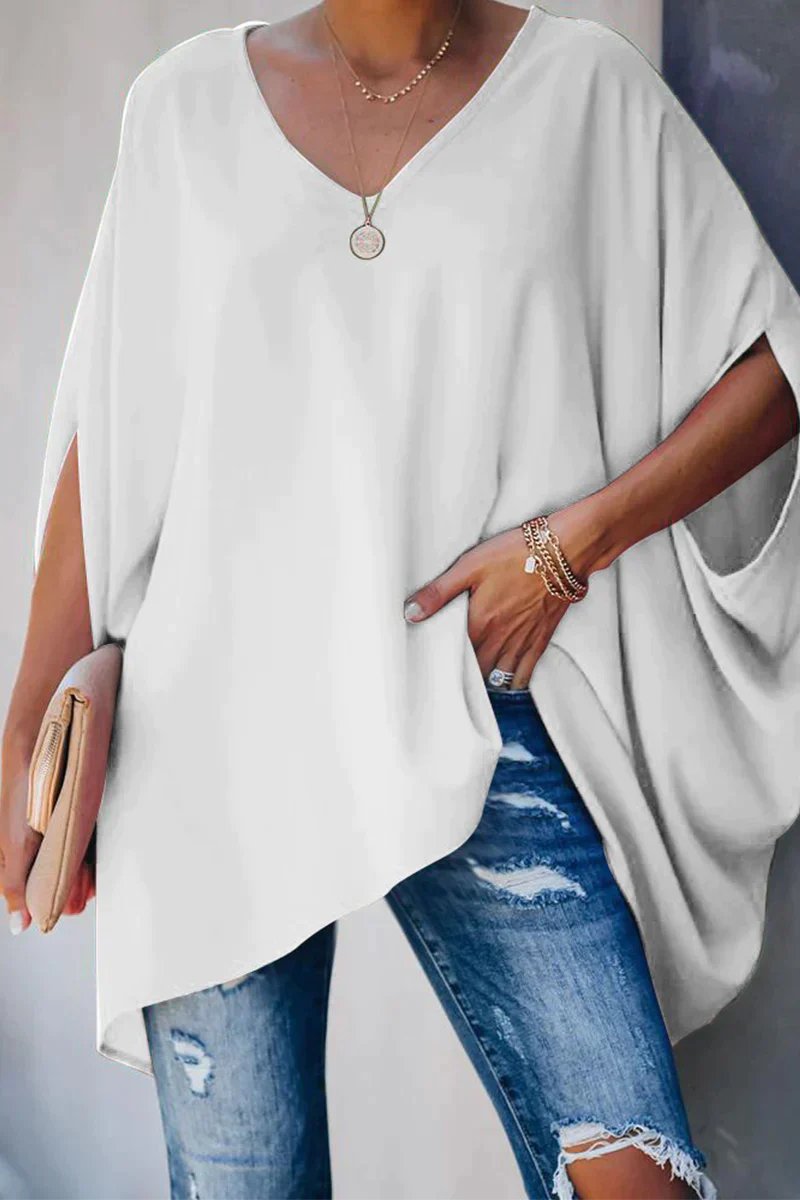 Madison | Women's Oversized Batwing-Sleeve V-Neck Tunic Top