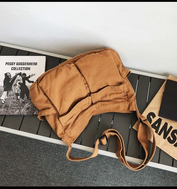 Harper | Women's Oversized Black Canvas Tote Bag Crossbody Messenger