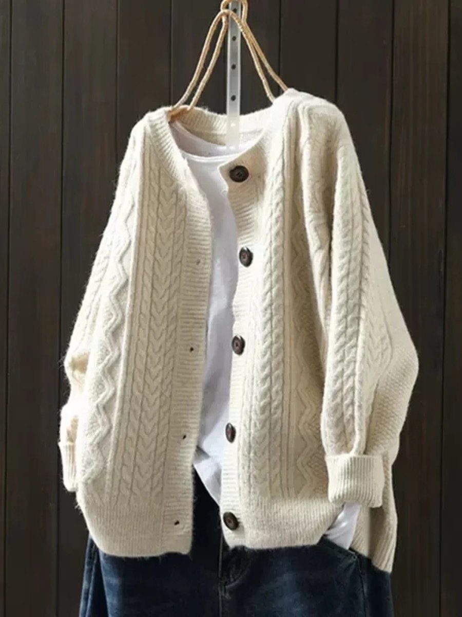 Victoria | Women's Oversized Cable-Knit Button-Down Cardigan Sweater