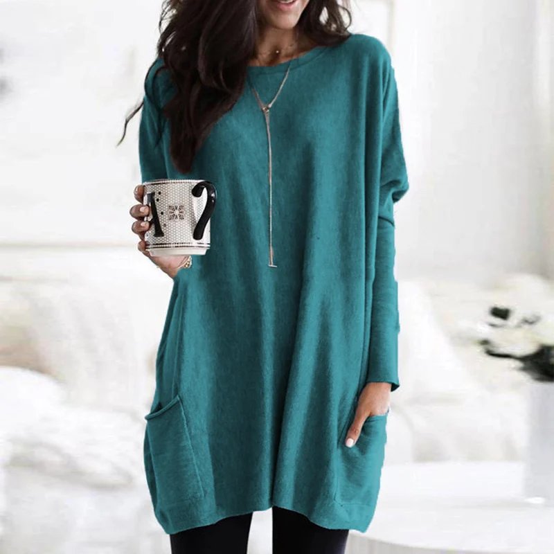 Isabella | Women's Oversized Long Sleeve Pocket Tunic Top