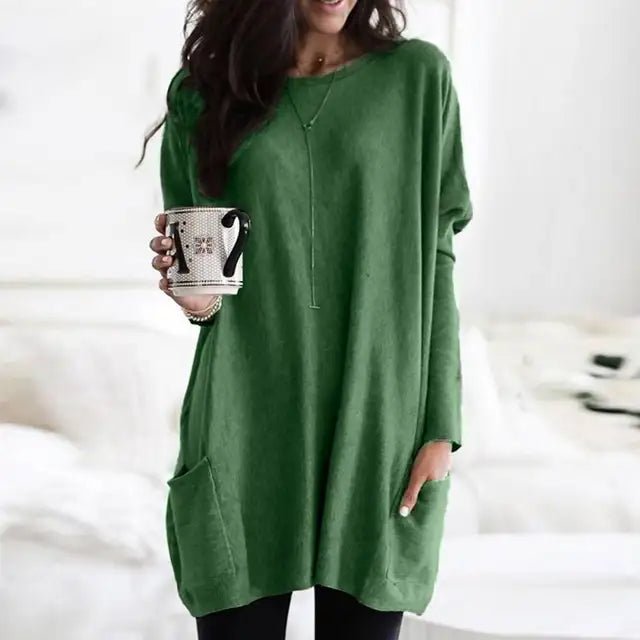 Isabella | Women's Oversized Long Sleeve Pocket Tunic Top