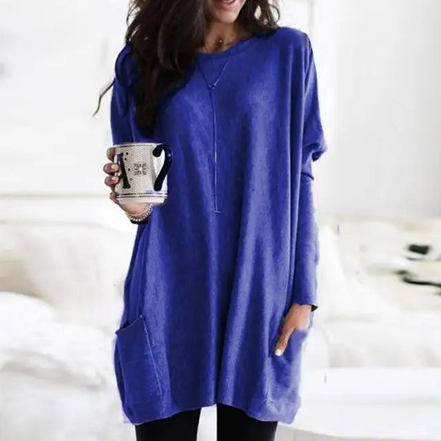Isabella | Women's Oversized Long Sleeve Pocket Tunic Top