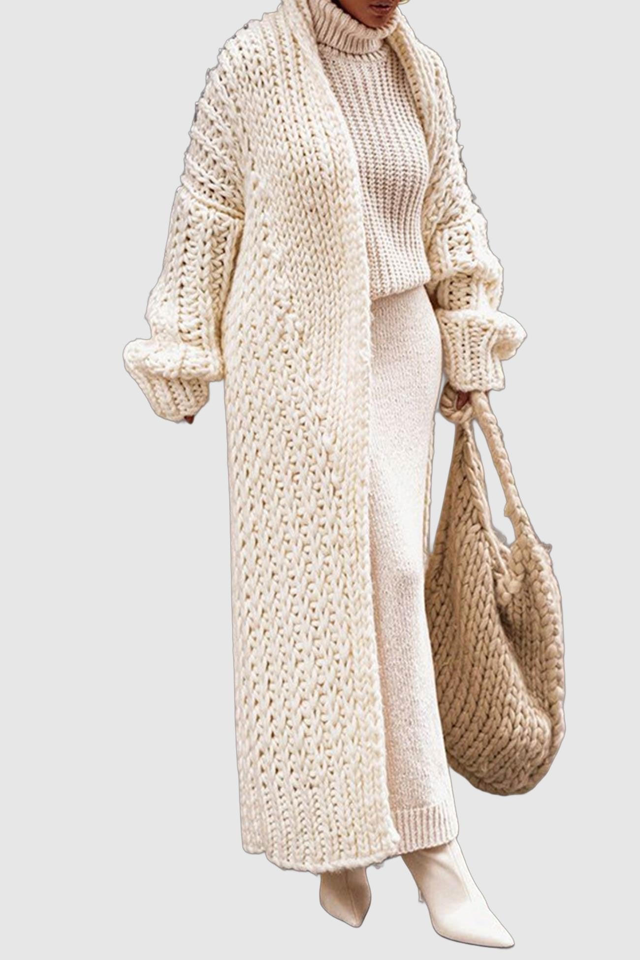 Aria | Women's Oversized Open-Front Chunky Knit Longline Cardigan