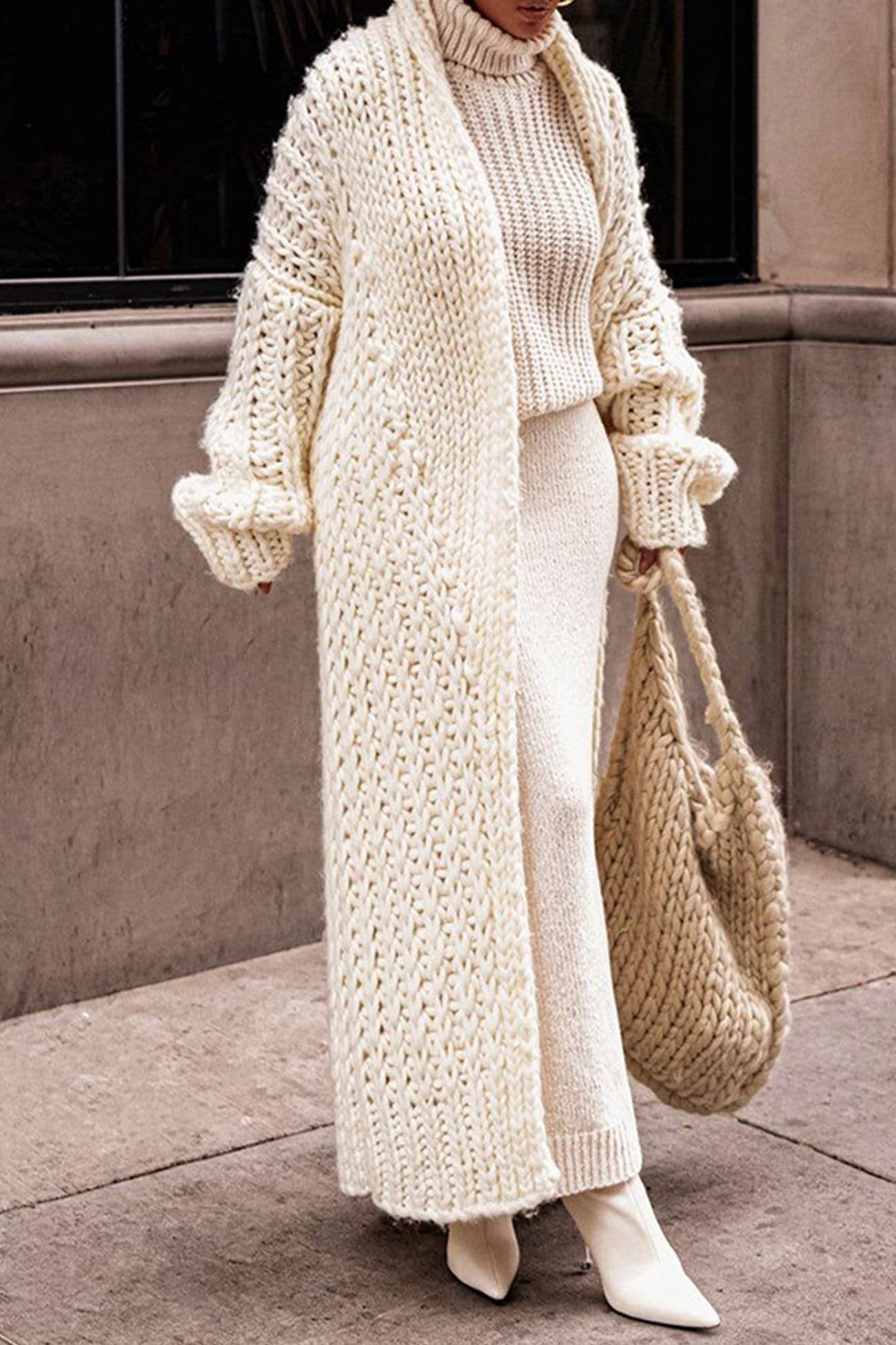 Aria | Women's Oversized Open-Front Chunky Knit Longline Cardigan