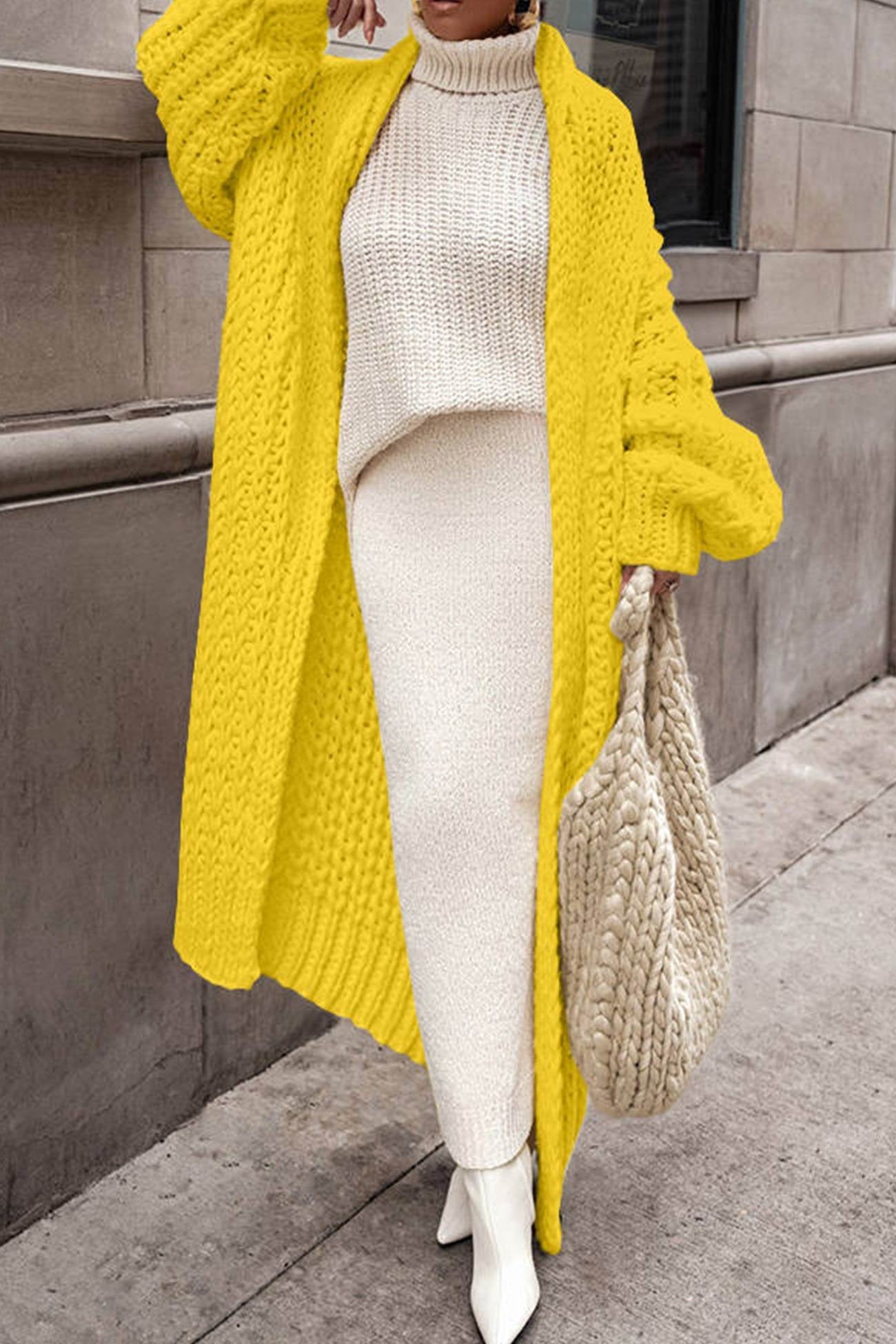 Aria | Women's Oversized Open-Front Chunky Knit Longline Cardigan
