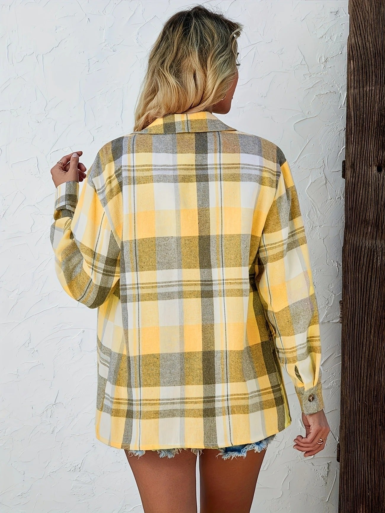 Mia | Women's Oversized Plaid Flannel Open-Front Cardigan Shirt