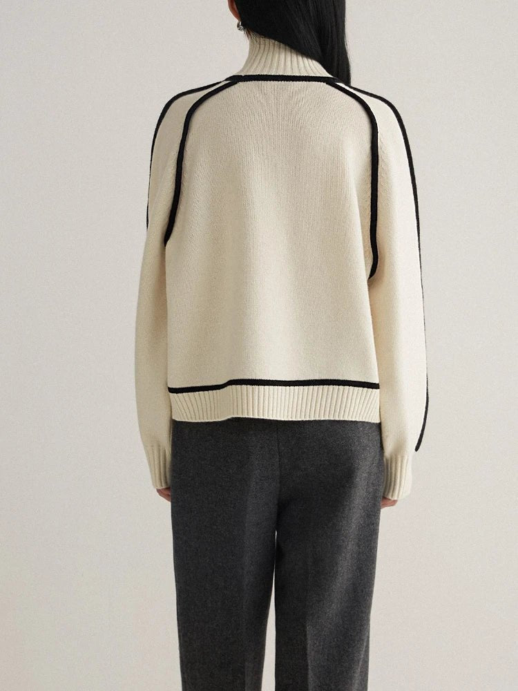Camila | Women's Oversized Turtleneck Colorblock Knit Sweater