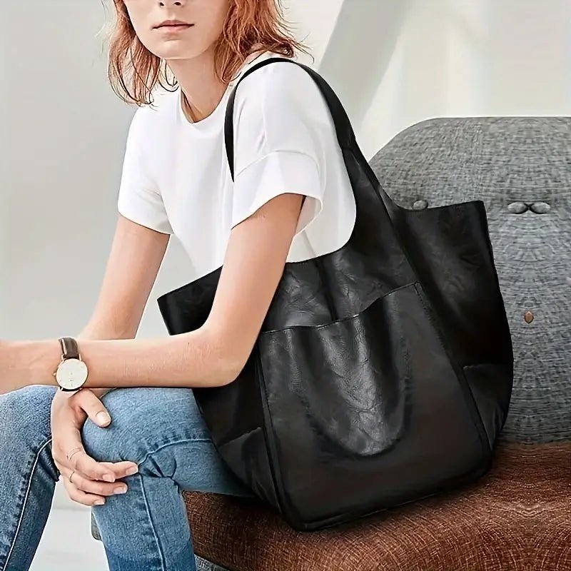 Harper | Women's Oversized Vegan Leather Magnetic Closure Tote Bag
