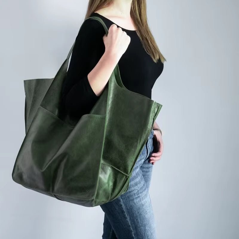 Harper | Women's Oversized Vegan Leather Magnetic Closure Tote Bag