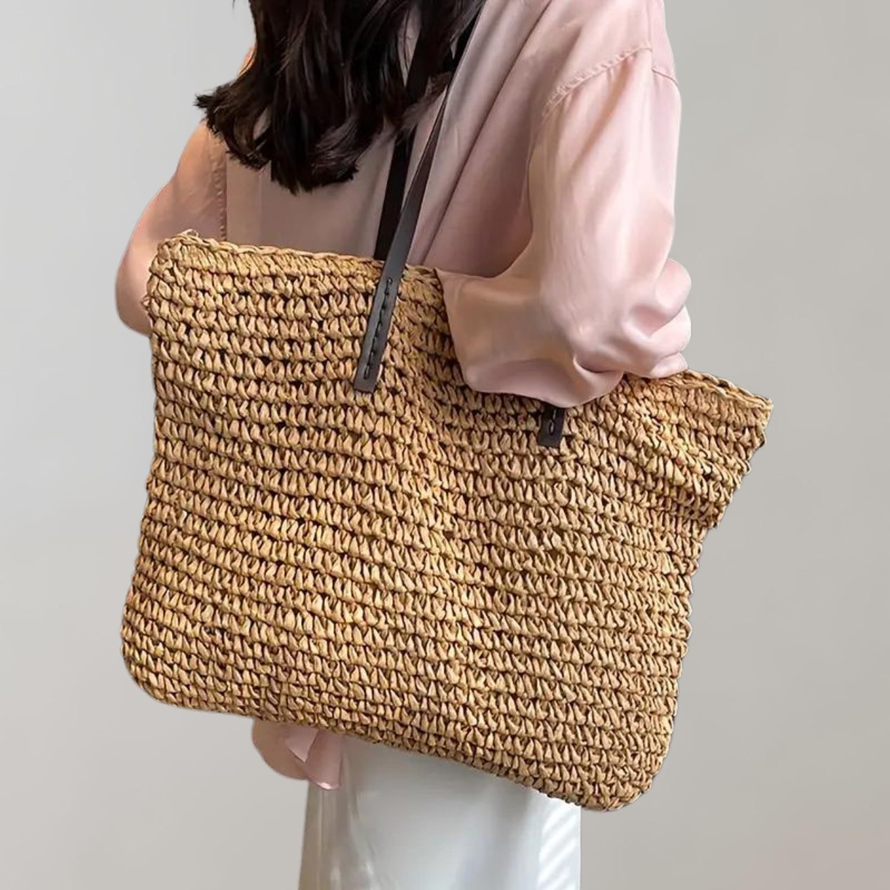Scarlett | Women's Oversized Woven Straw Shoulder Tote Bag Bohemian Beach