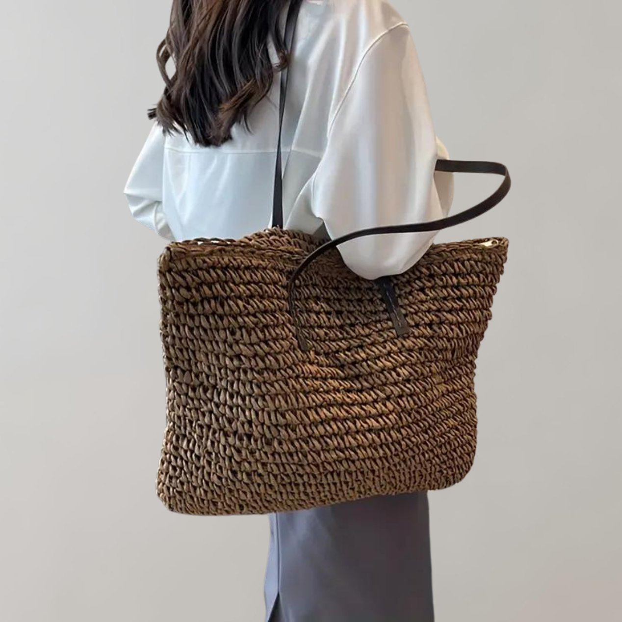 Scarlett | Women's Oversized Woven Straw Shoulder Tote Bag Bohemian Beach