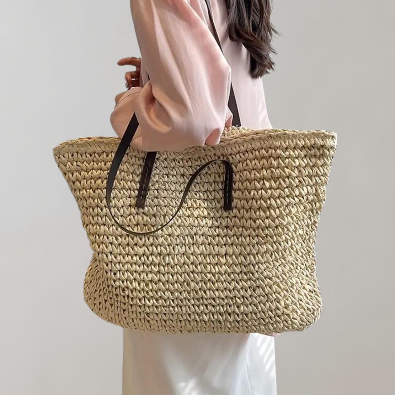 Scarlett | Women's Oversized Woven Straw Shoulder Tote Bag Bohemian Beach