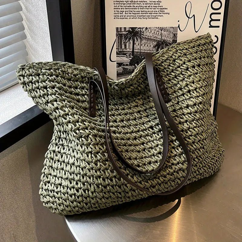 Scarlett | Women's Oversized Woven Straw Shoulder Tote Bag Bohemian Beach