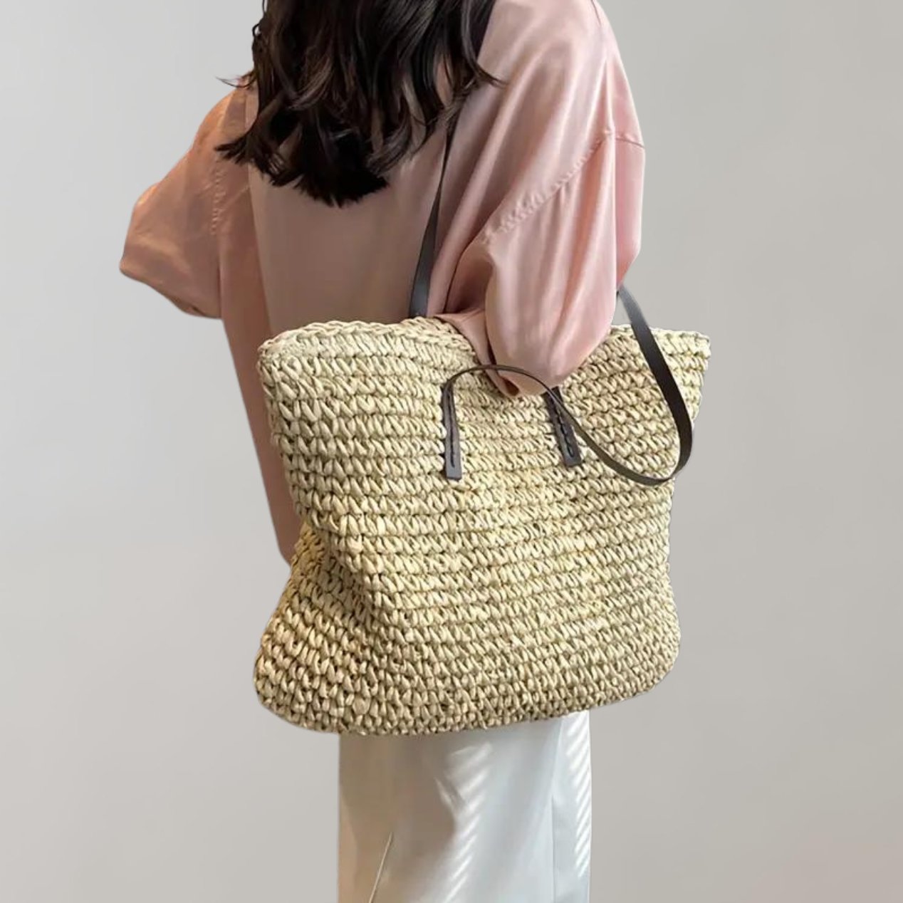 Scarlett | Women's Oversized Woven Straw Shoulder Tote Bag Bohemian Beach