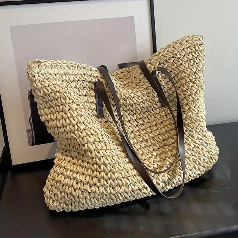 Scarlett | Women's Oversized Woven Straw Shoulder Tote Bag Bohemian Beach