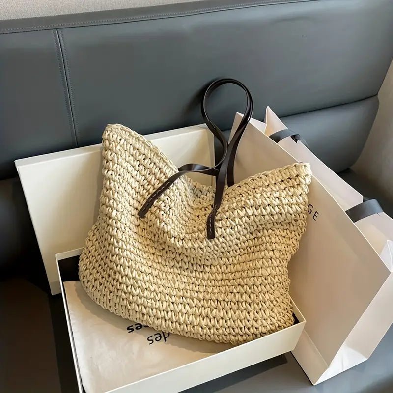 Scarlett | Women's Oversized Woven Straw Shoulder Tote Bag Bohemian Beach