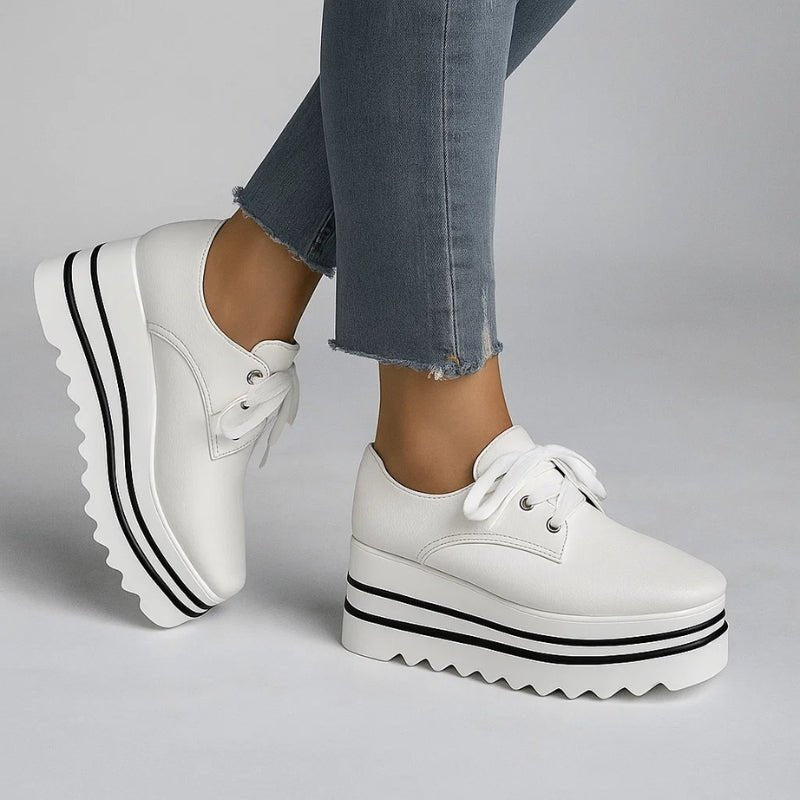Grace | Women's Platform Oxford Shoes Lace Up Wedge Sneakers