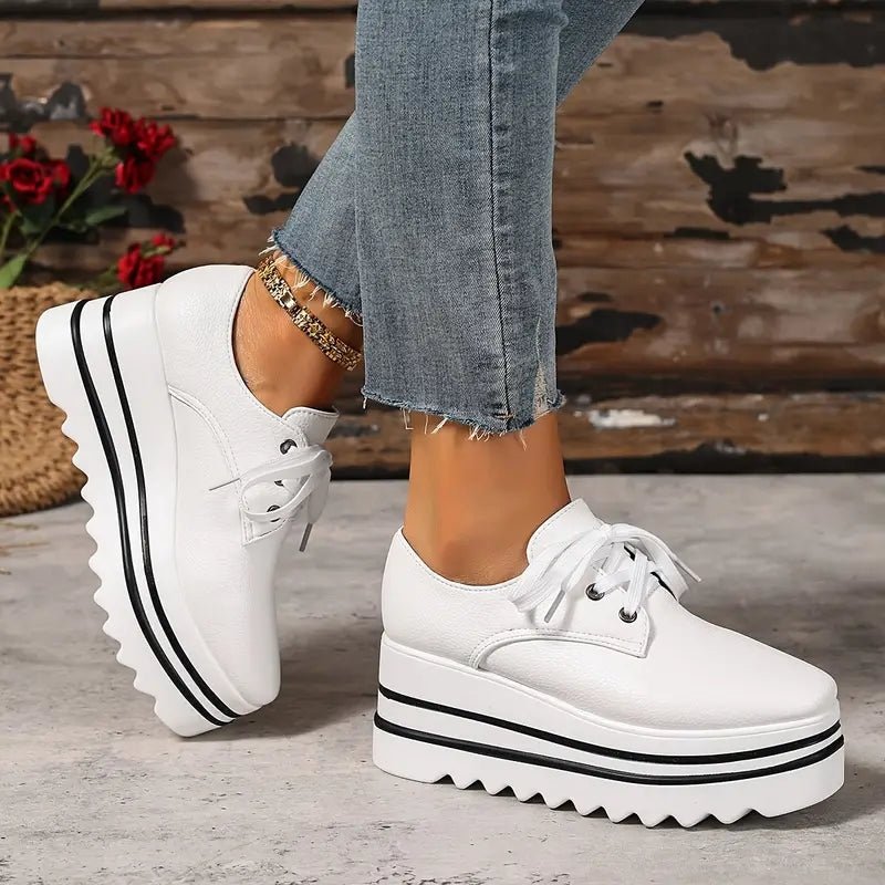 Grace | Women's Platform Oxford Shoes Lace Up Wedge Sneakers