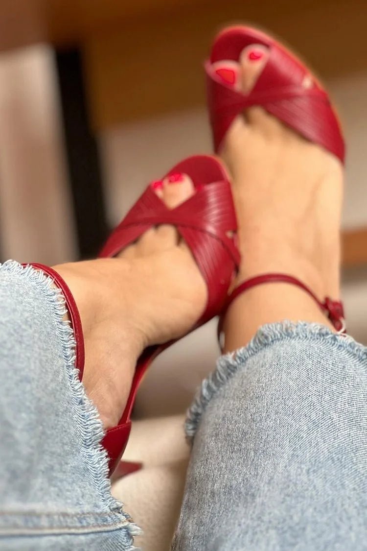 Grace | Women's Red Stiletto Heel Ankle Strap Comfortable Sandals