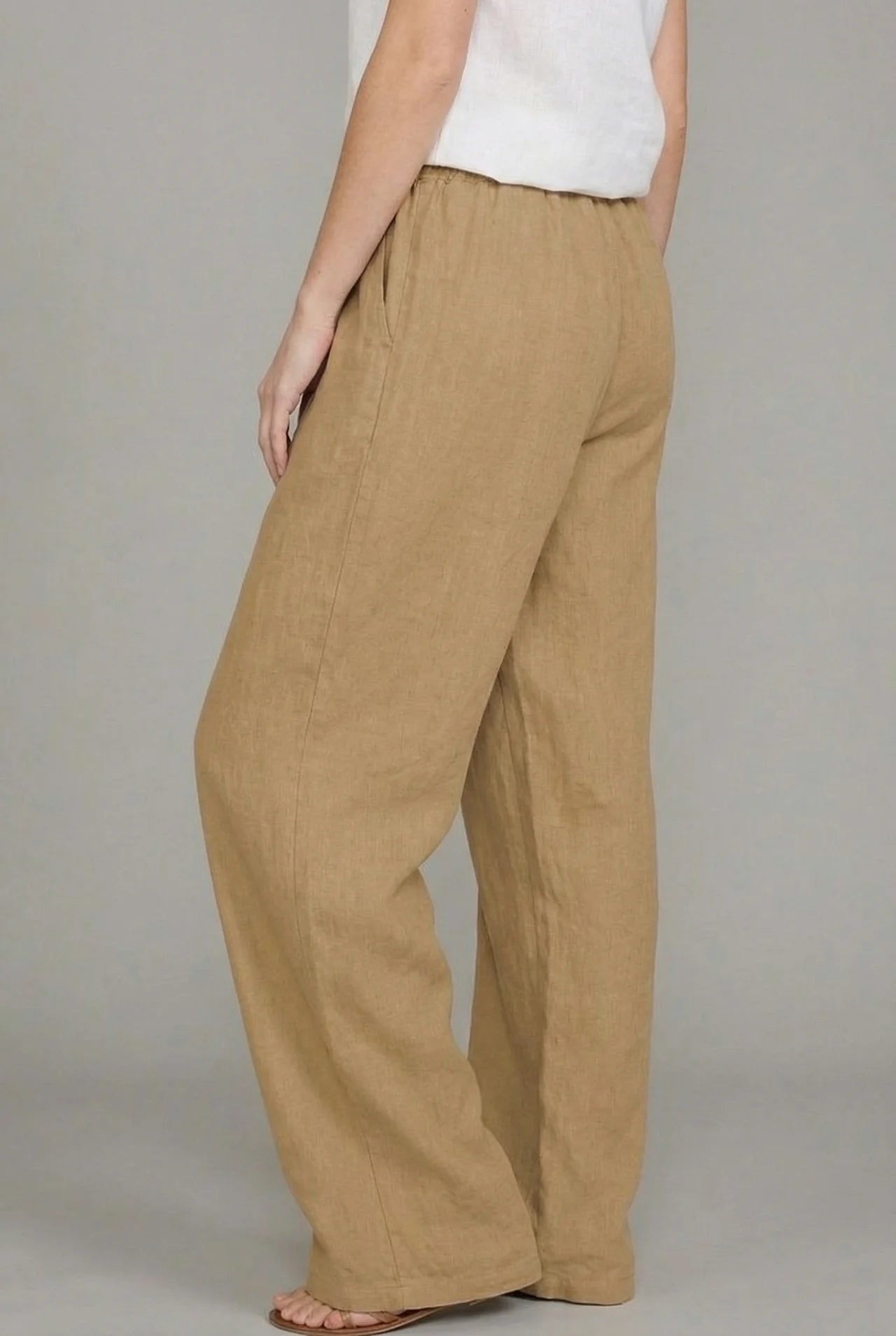 Amelia | Women's Relaxed Drawstring Wide Leg Pants Linen Summer