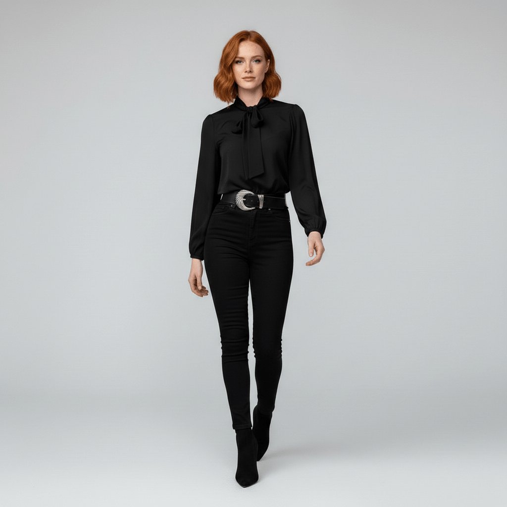Penelope | Women's Relaxed-Fit Bow-Tie Neck Long-Sleeve Blouse