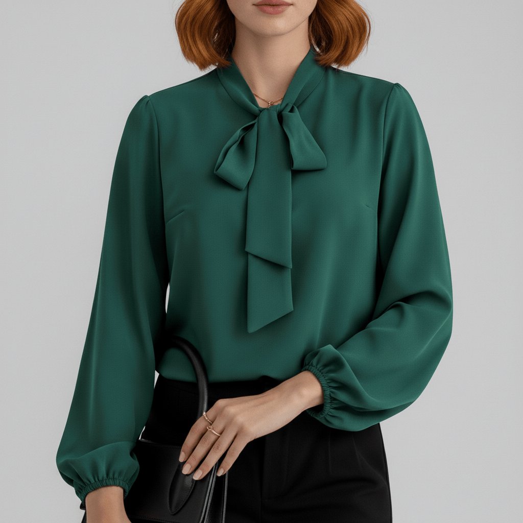 Penelope | Women's Relaxed-Fit Bow-Tie Neck Long-Sleeve Blouse