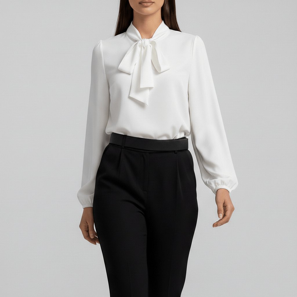 Penelope | Women's Relaxed-Fit Bow-Tie Neck Long-Sleeve Blouse