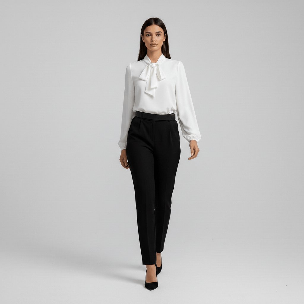 Penelope | Women's Relaxed-Fit Bow-Tie Neck Long-Sleeve Blouse