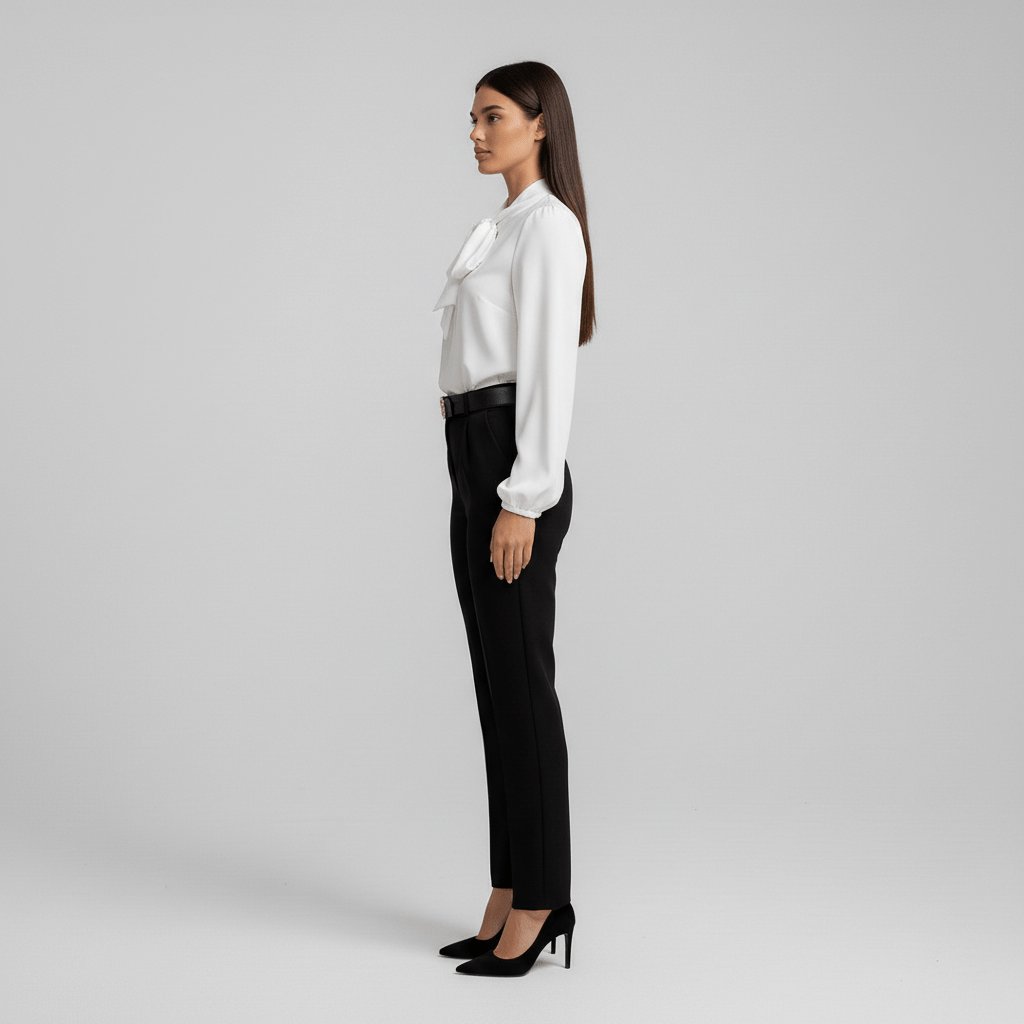 Penelope | Women's Relaxed-Fit Bow-Tie Neck Long-Sleeve Blouse