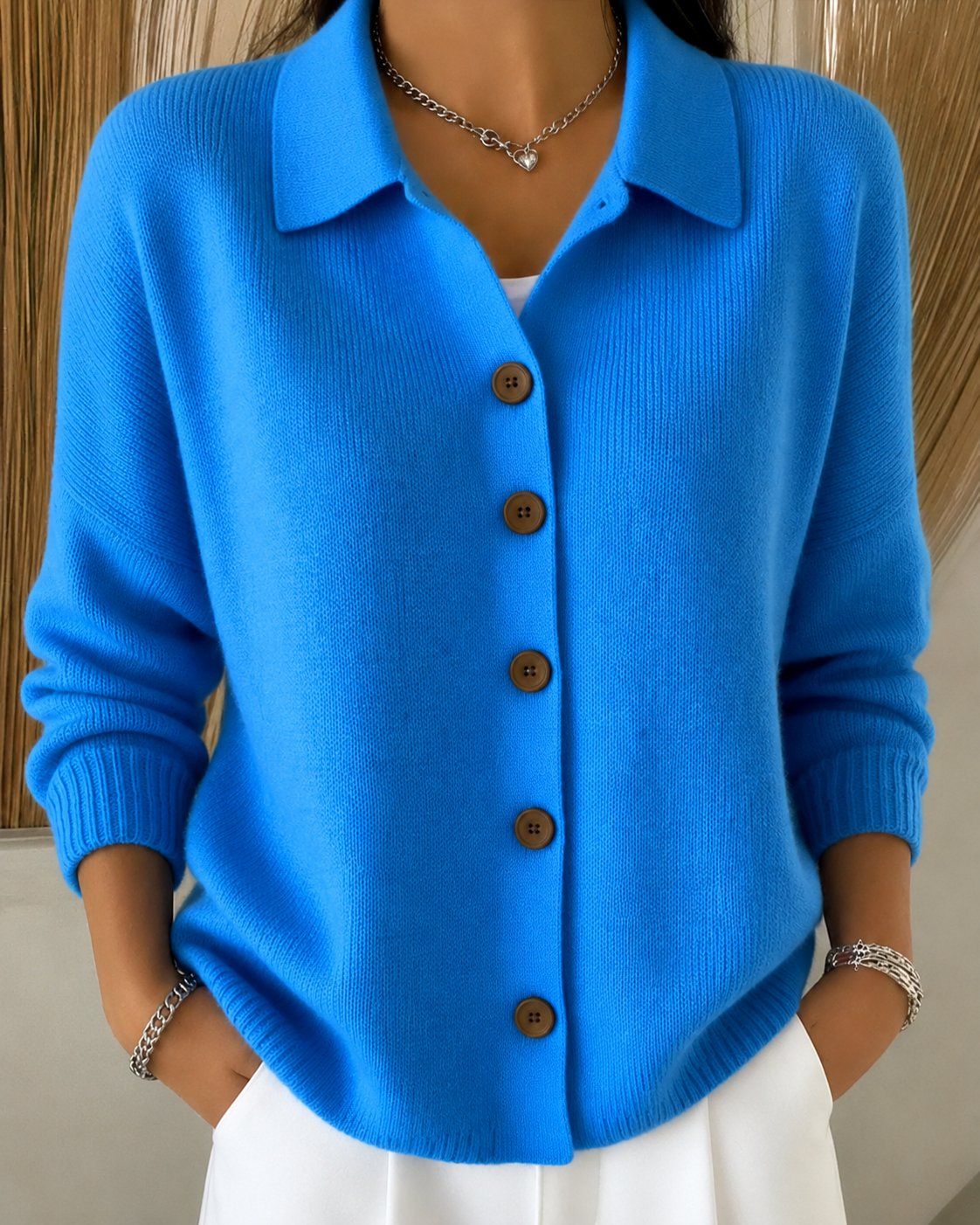 Emma | Women's Relaxed-Fit Button-Up Collared Knit Cardigan