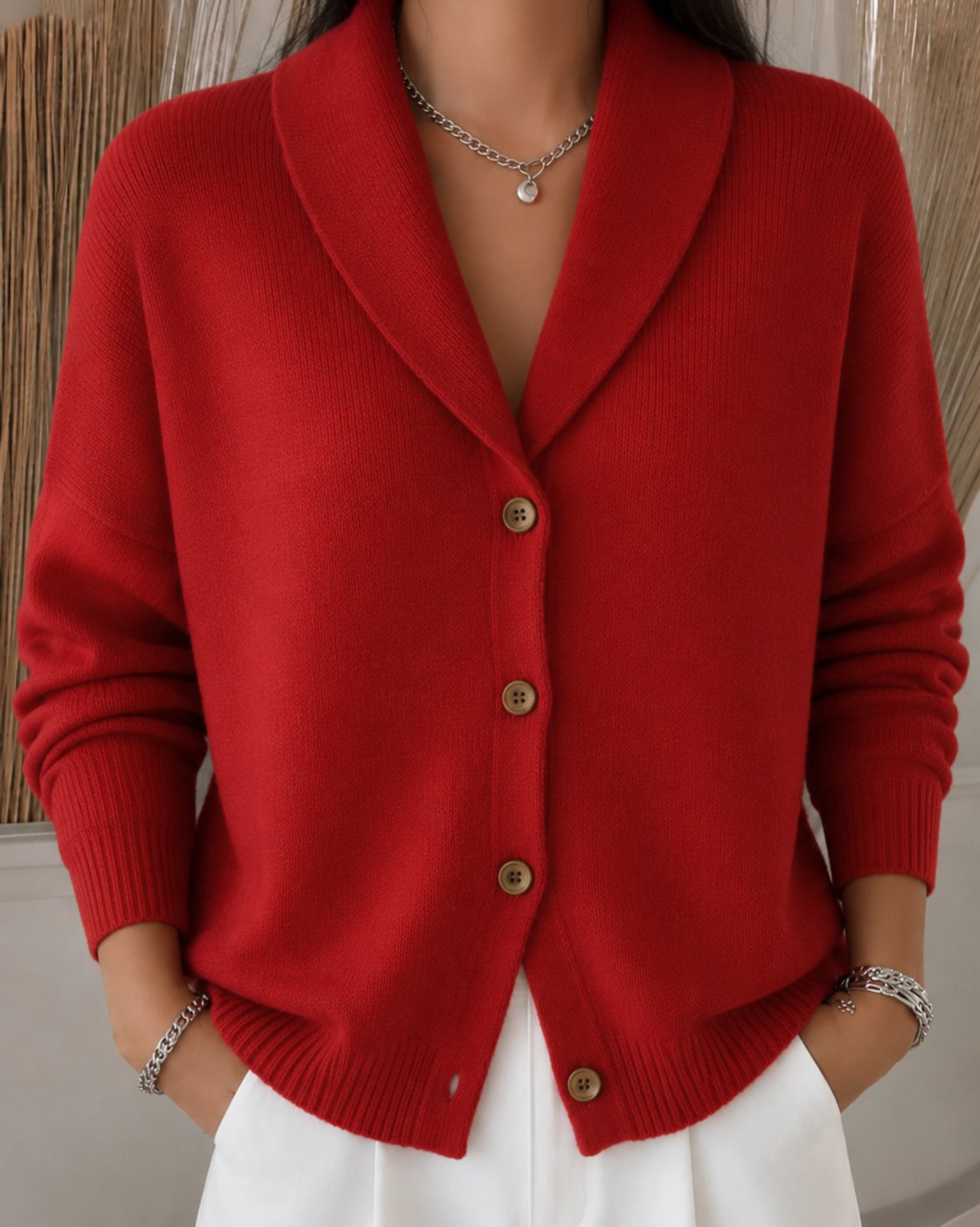 Emma | Women's Relaxed-Fit Button-Up Collared Knit Cardigan