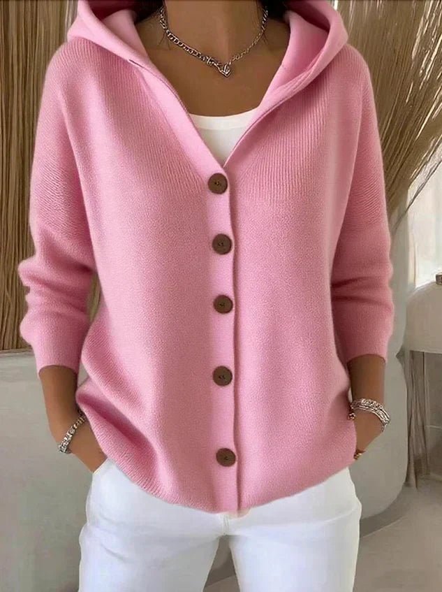Mia | Women's Relaxed-Fit Hooded Button-Front Knit Cardigan