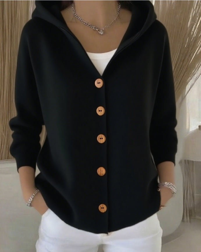 Mia | Women's Relaxed-Fit Hooded Button-Front Knit Cardigan