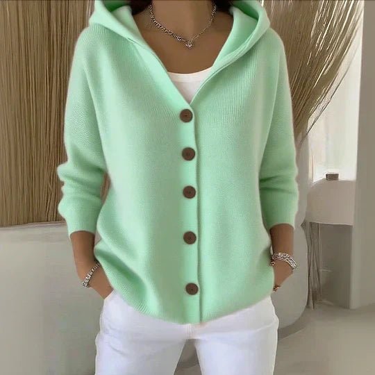 Mia | Women's Relaxed-Fit Hooded Button-Front Knit Cardigan