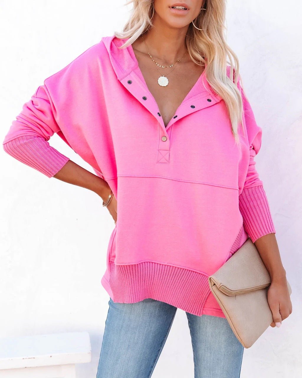 Emma | Women's Relaxed-Fit Hooded Drawstring Pullover Tunic Sweatshirt