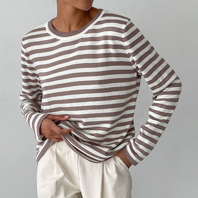Evelyn | Women's Relaxed-Fit Nautical Striped Long Sleeve Sweater