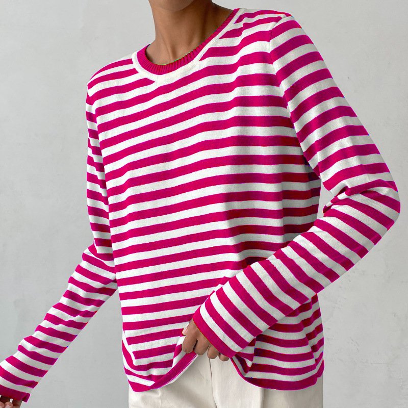 Evelyn | Women's Relaxed-Fit Nautical Striped Long Sleeve Sweater