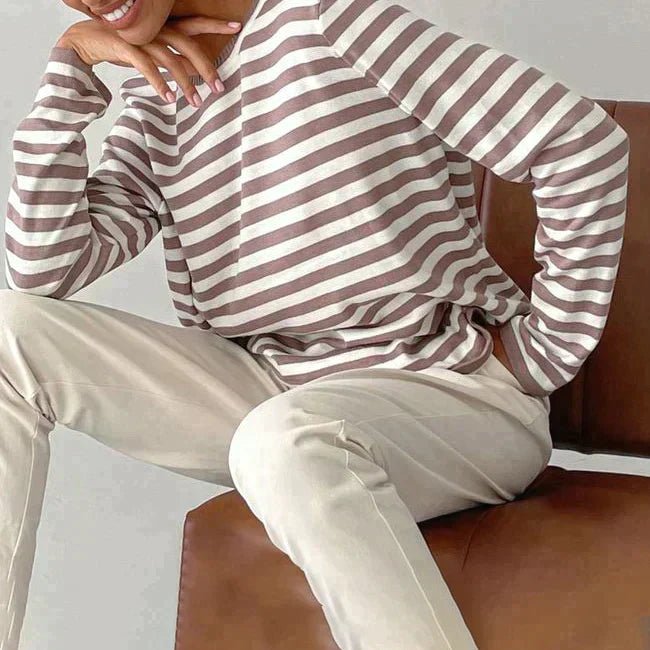 Evelyn | Women's Relaxed-Fit Nautical Striped Long Sleeve Sweater