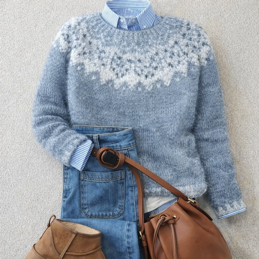 Mia | Women's Relaxed-Fit Nordic Fair Isle Knit Crewneck Sweater
