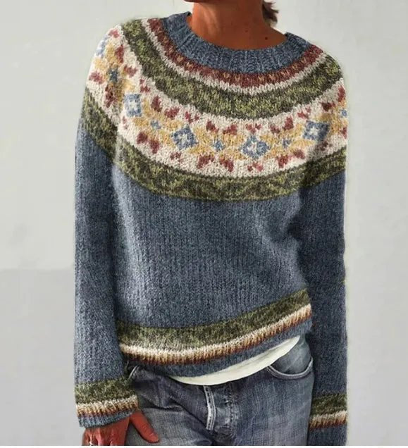 Aria | Women's Retro Striped Relaxed-Fit Knit Sweater