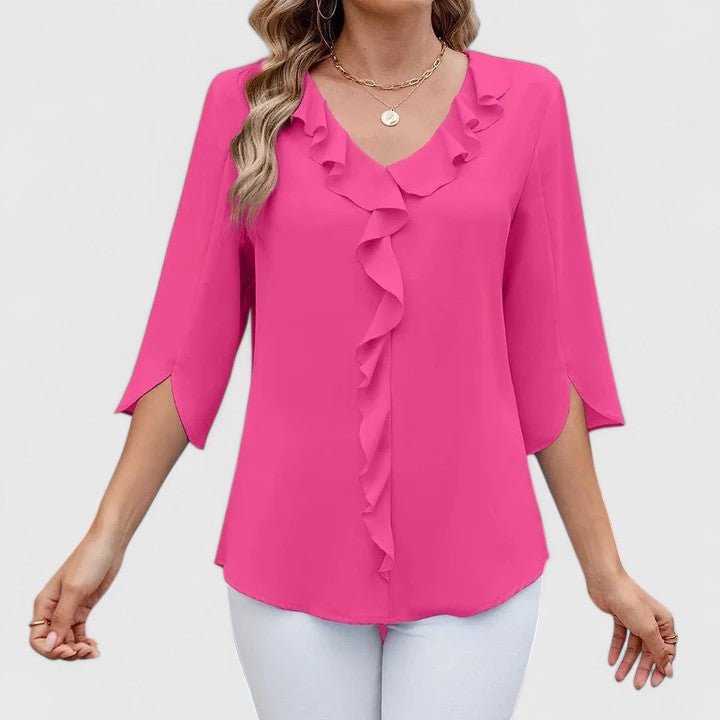 Charlotte | Women's Ruffle V-Neck Half-Sleeve Chiffon Blouse