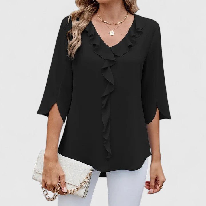 Charlotte | Women's Ruffle V-Neck Half-Sleeve Chiffon Blouse