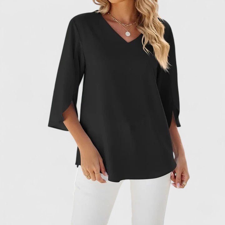 Charlotte | Women's Ruffle V-Neck Half-Sleeve Chiffon Blouse