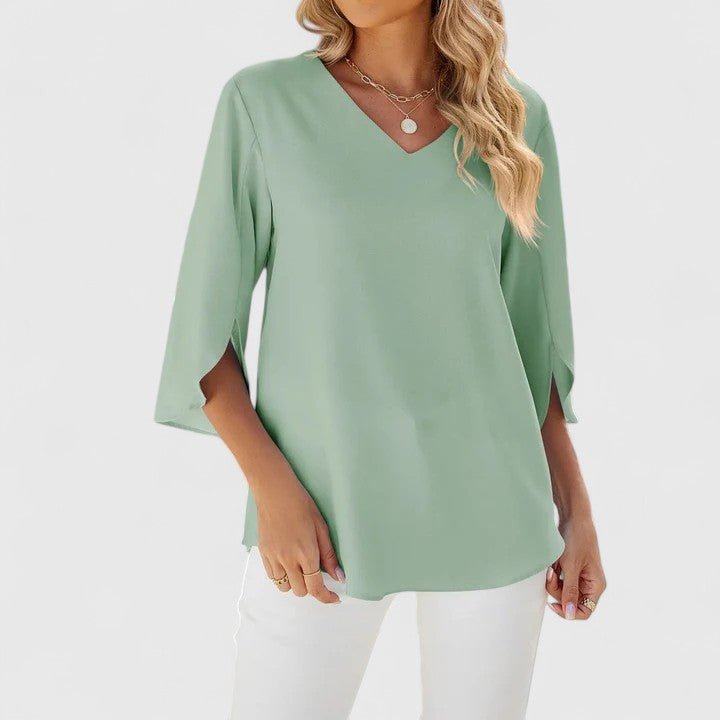 Charlotte | Women's Ruffle V-Neck Half-Sleeve Chiffon Blouse