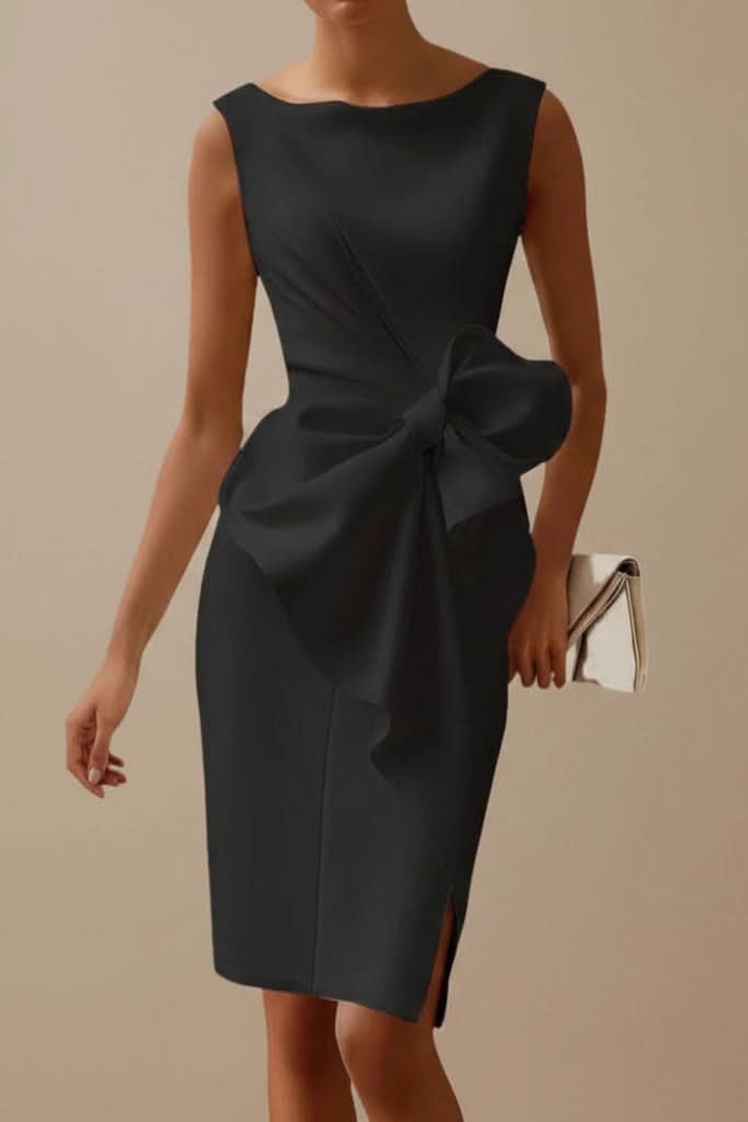 Victoria | Women's Sleeveless Bow-Detail Midi Cocktail Dress