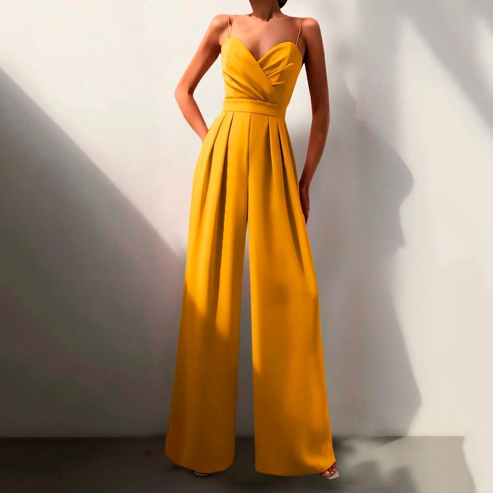 Luna | Women's Sweetheart Neck Spaghetti Strap Wide Leg Pants Jumpsuit