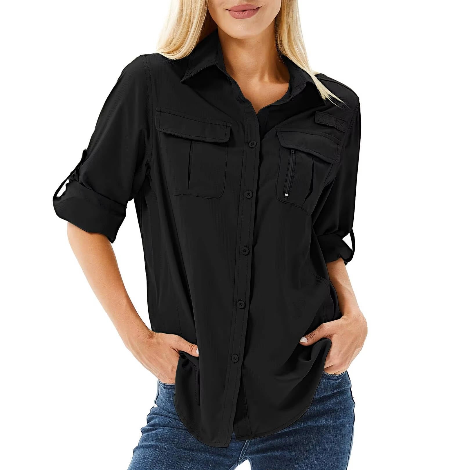 Aria | Women's UPF 50 Long Sleeve Hiking Shirt Roll-Up Safari